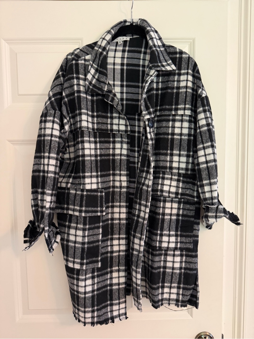 Hyfve Black & White Plaid Shacket Coat - Women's Oversized Jacket